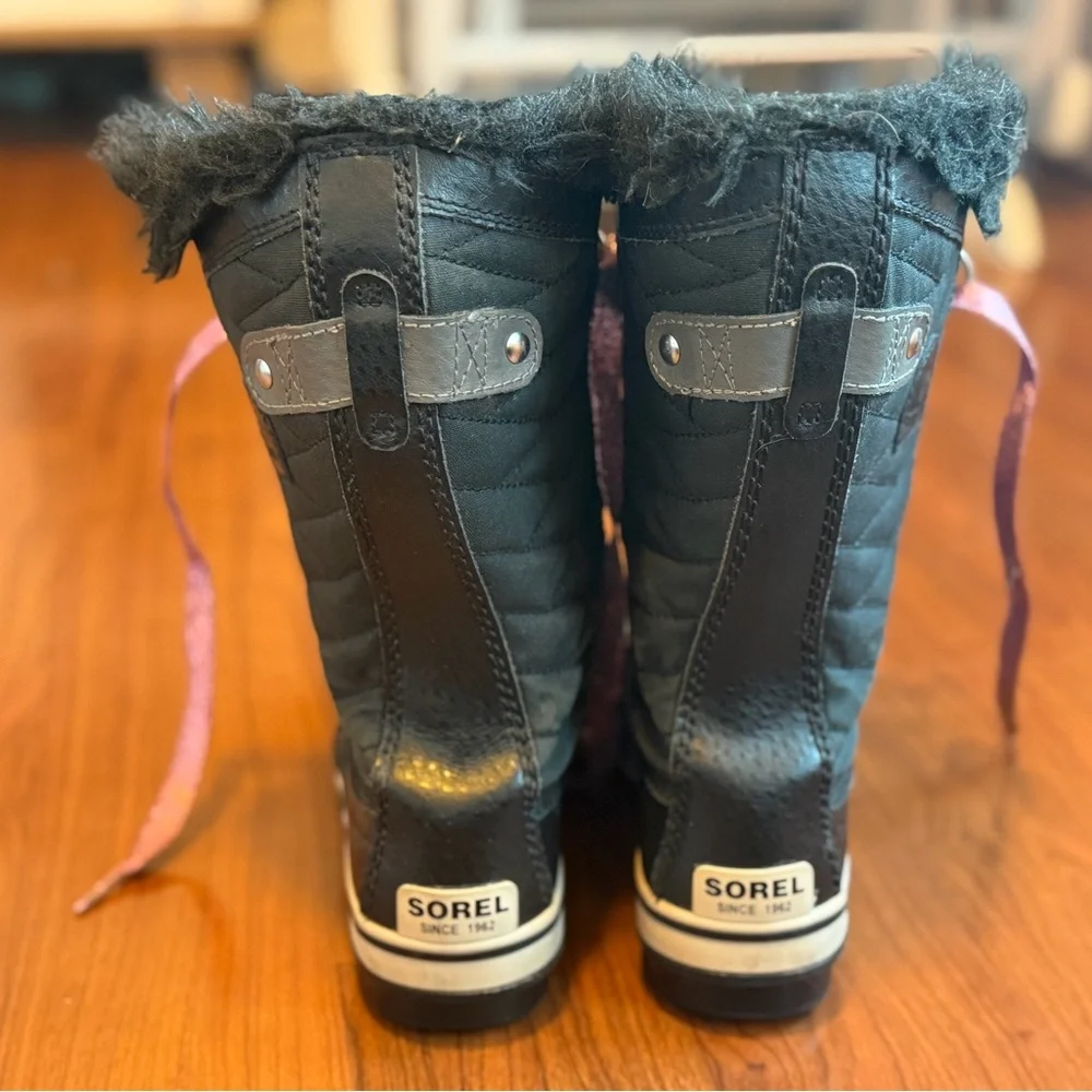 Sorel Black and Pink Fur-Lined Winter Boots